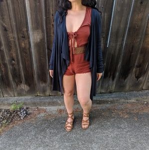 Vince. drape front navy cardigan